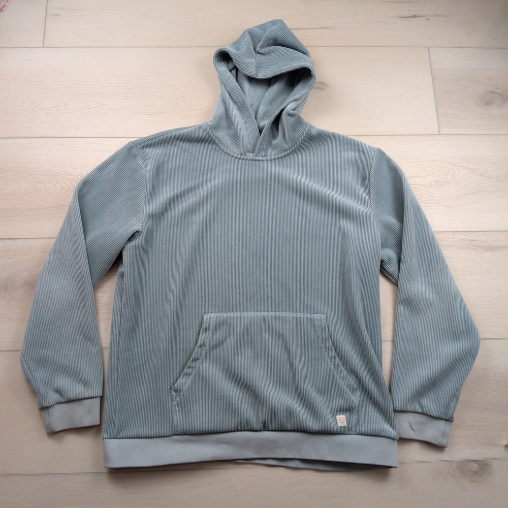 Marine Layer Velour Corduroy Hoodie Mens Large Blue Gray Pullover
